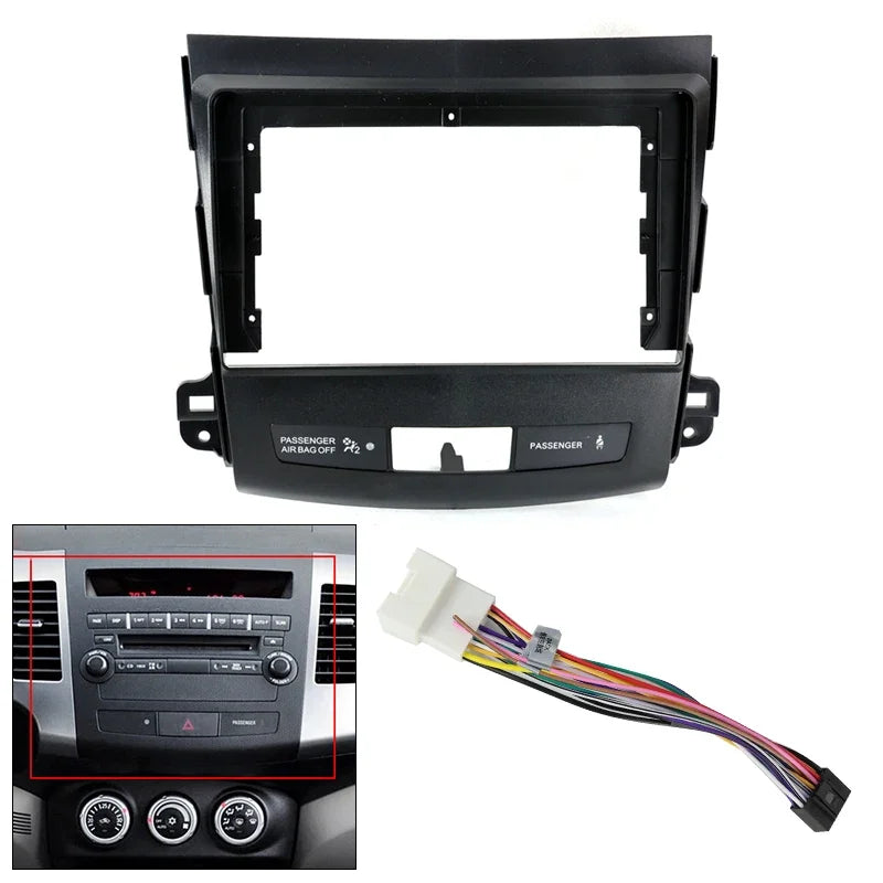 9inch Car Radio Frame Cable Dash Mount Kit for For Mitsubishi Outlander 2005-2011 Audio Fa | AUTOKITSHOP