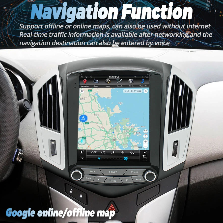 DSP Carplay Tesla Screen For Chevrolet Cruze Android 14 2012 2015 Car GPS Multimedia Video