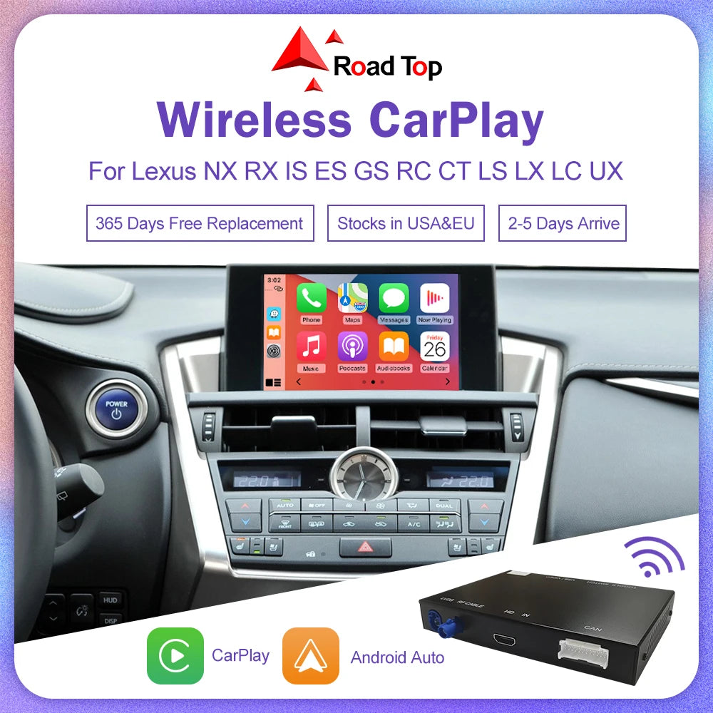 Wireless CarPlay for Lexus NX RX IS ES GS RC CT LS LX LC UX GX 2014-2019 Android Auto with | AUTOKITSHOP