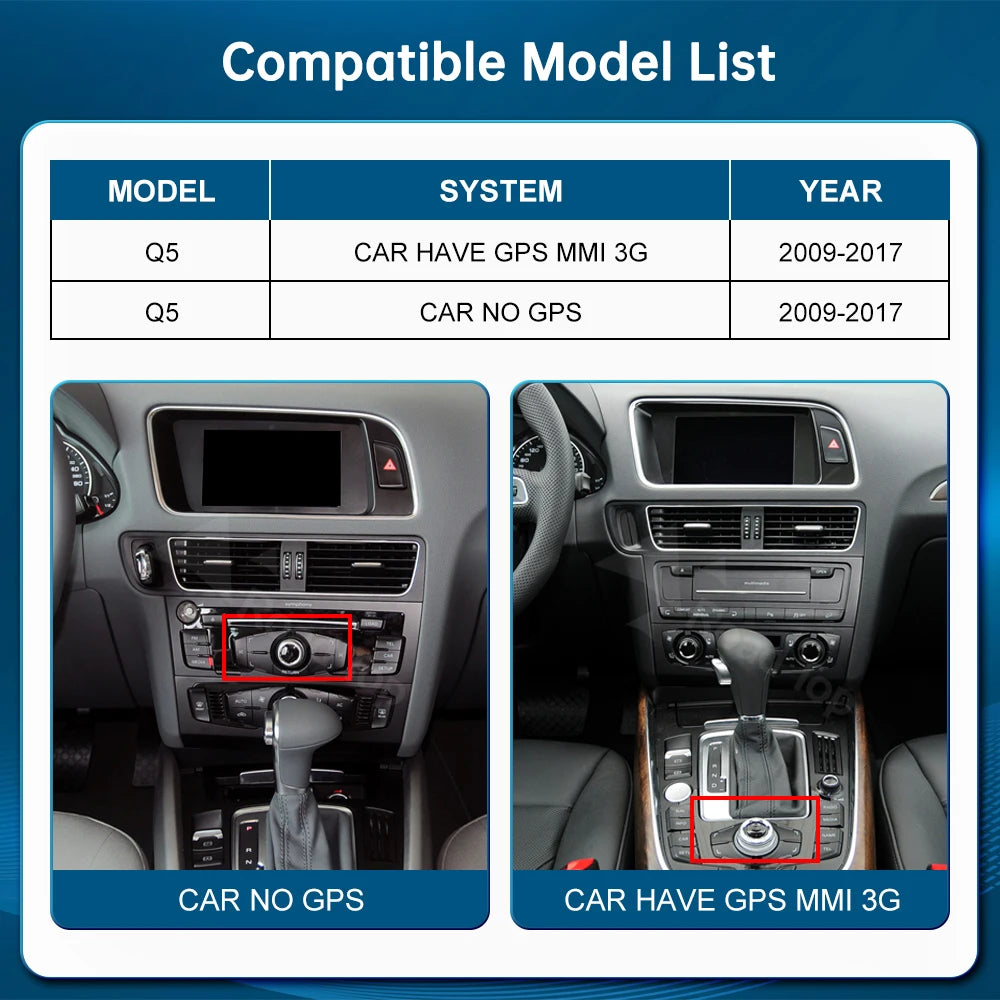 Linux Touch Screen Car Multimedia Display For Audi Q5 2009-2017 With Wireless CarPlay Andr | AUTOKITSHOP