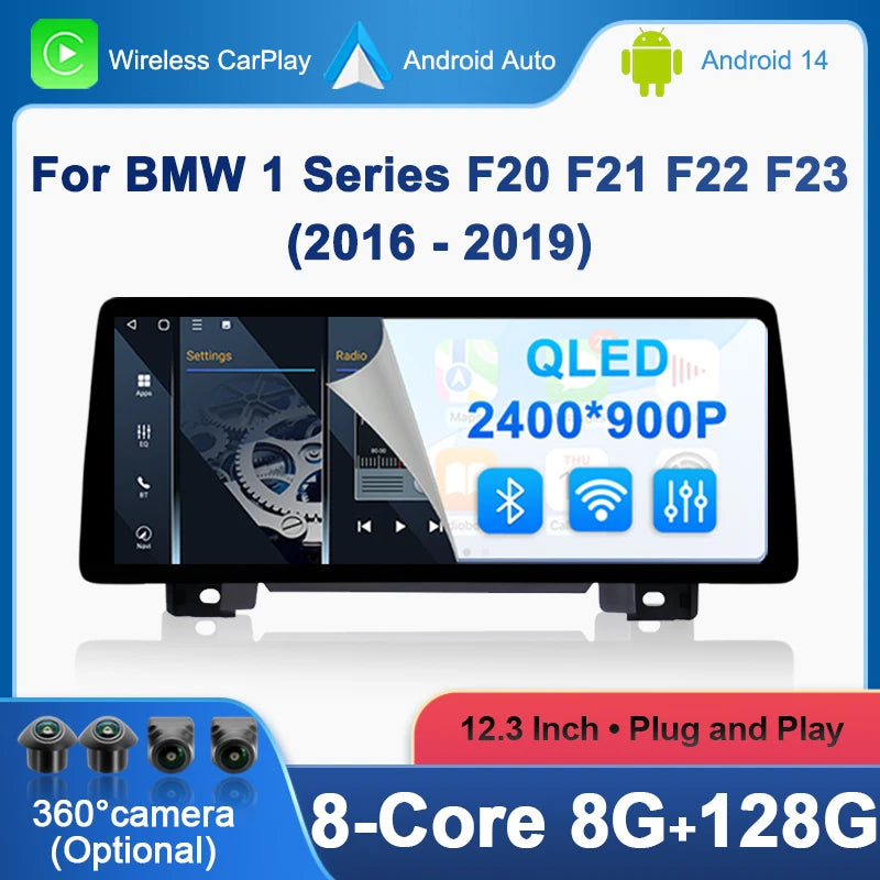 Wireless CarPlay Android Auto Multimedia Display Screen For BMW 1 Series F20 F21 F22 F23 2