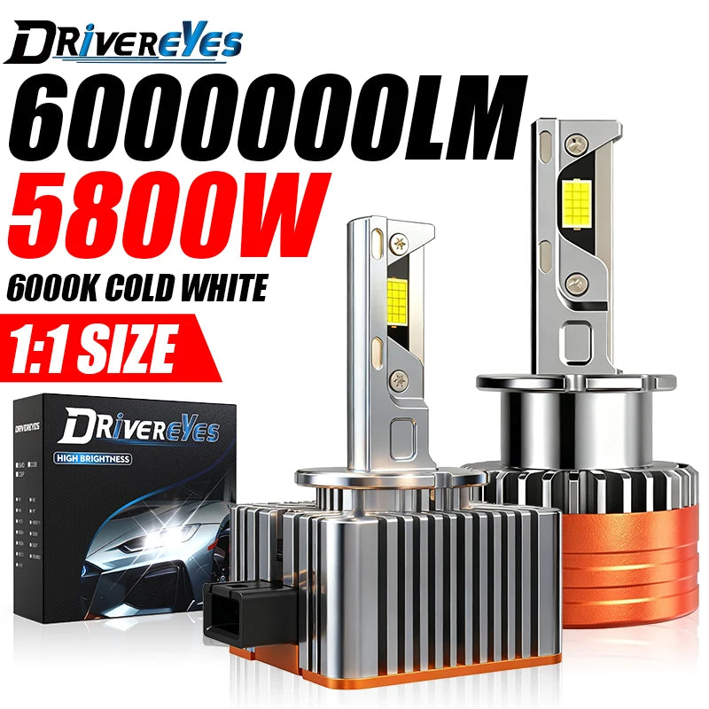 5800W D3S LED D1S Car Headlights Canbus For Ballast D2S D4S D5S D8S 6000000LM HID Bulb Plu