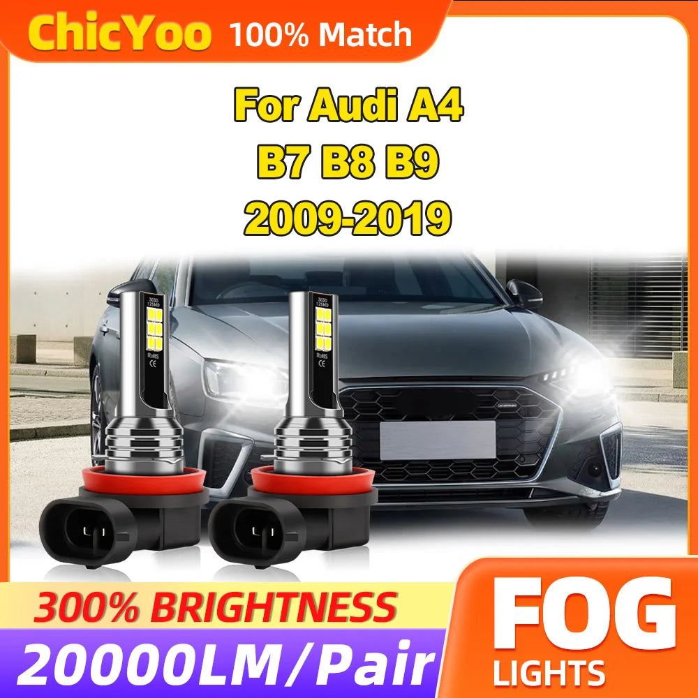 60W Canbus LED Fog Lights 20000LM Super Bright Fog Lamps 6000K 12V For Audi A4 B7 B8 B9 20