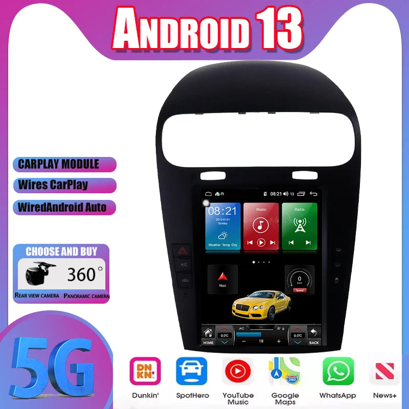 Android 13 Car Radio For Dodge Journey Fiat Freemont 2012-2020 Carplay GPS Multimedia Play