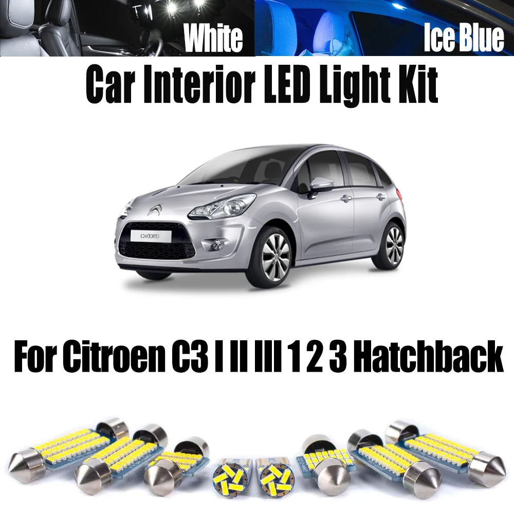 LED Interior Light Kit for Citroen C3 I II III 1 2 3 Hatchback Car Accessories - Canbus Error-Free Bulbs | AUTOKITSHOP