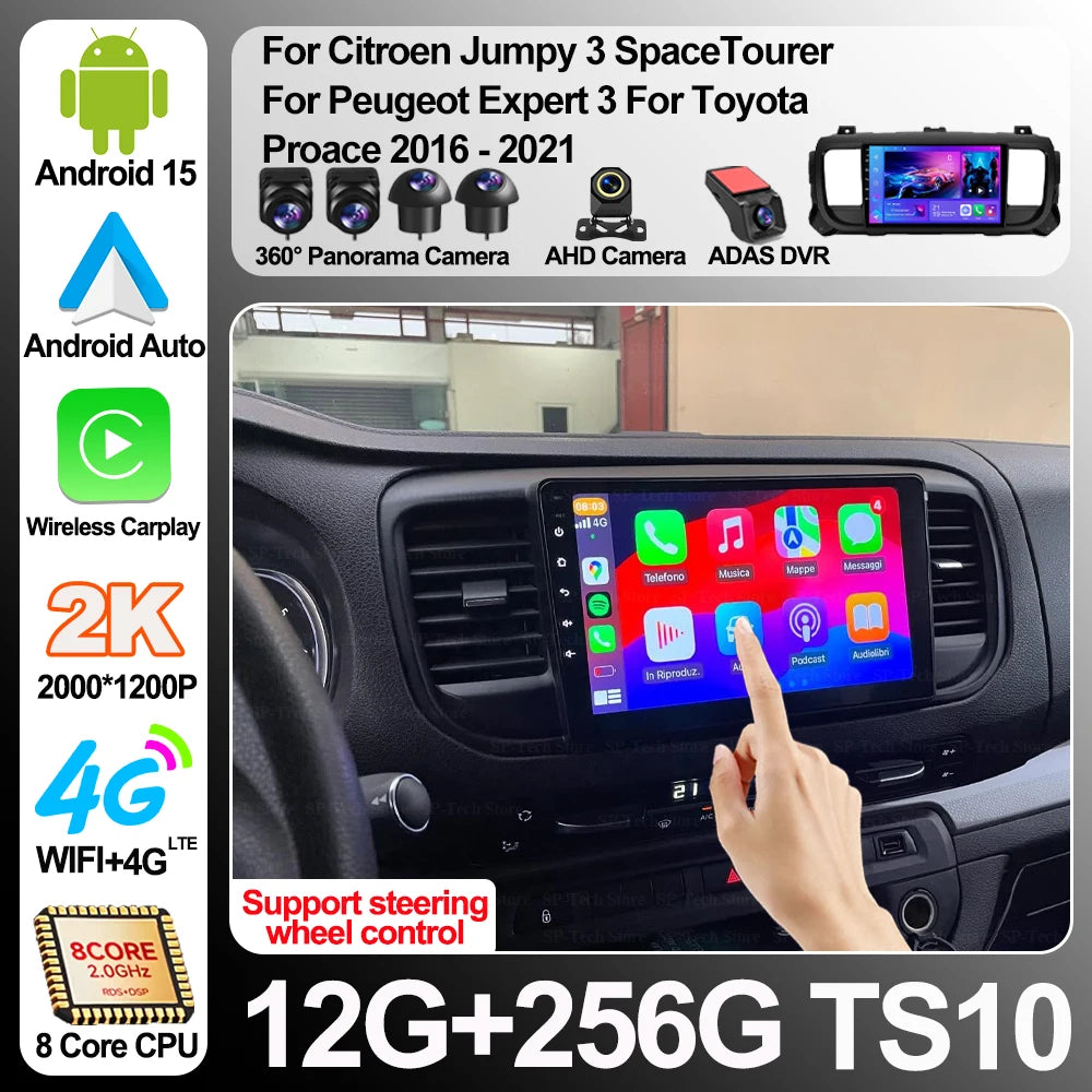 Android 16 Car Radio For Citroen Jumpy 3 Spacetourer For Peugeot Expert 3 For Toyota Proac | AUTOKITSHOP