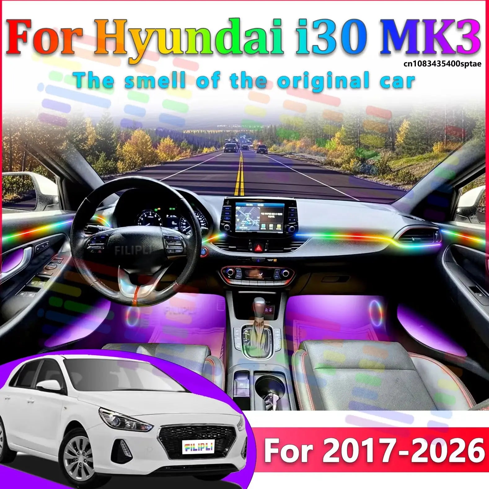 64 RGB - Neon Strip - for Hyundai 2017-2026 - App Control - Car Interior Lighting | AUTOKITSHOP