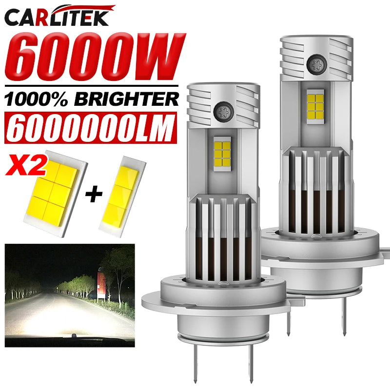 6000W Turbo H7 LED CANBUS Light Mini Head Lamp 1:1 Size Wireless H7 Car LED Headlight Bulb