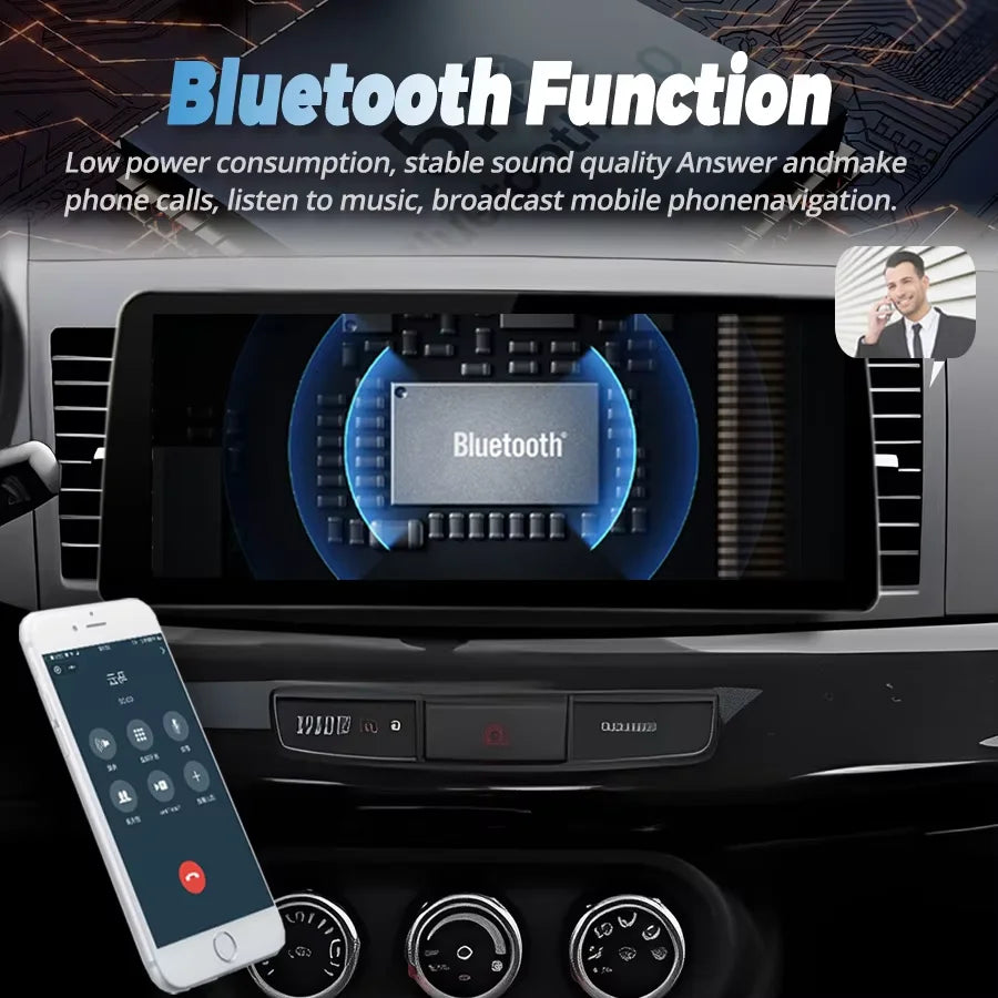 12.3inch Android 14 Screen For Mitsubishi Lancer 2007 - 2017 Car Radio Multimedia Video Pl