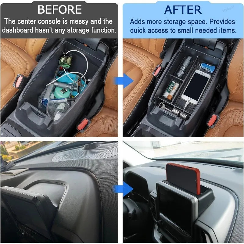 2PCS Easy Install Dash Phone Tray for 2021-2024 Ford Bronco Sport ABS Center Con for Ford 2021-2024 - Automotive LED Lig