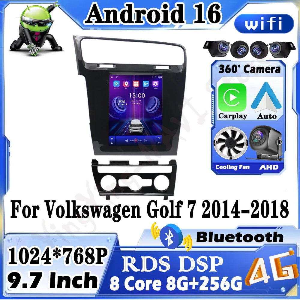 Android 16 Auto Car Radio For Volkswagen Golf 7 2014-2018 Stereo Multimedia Video Player G