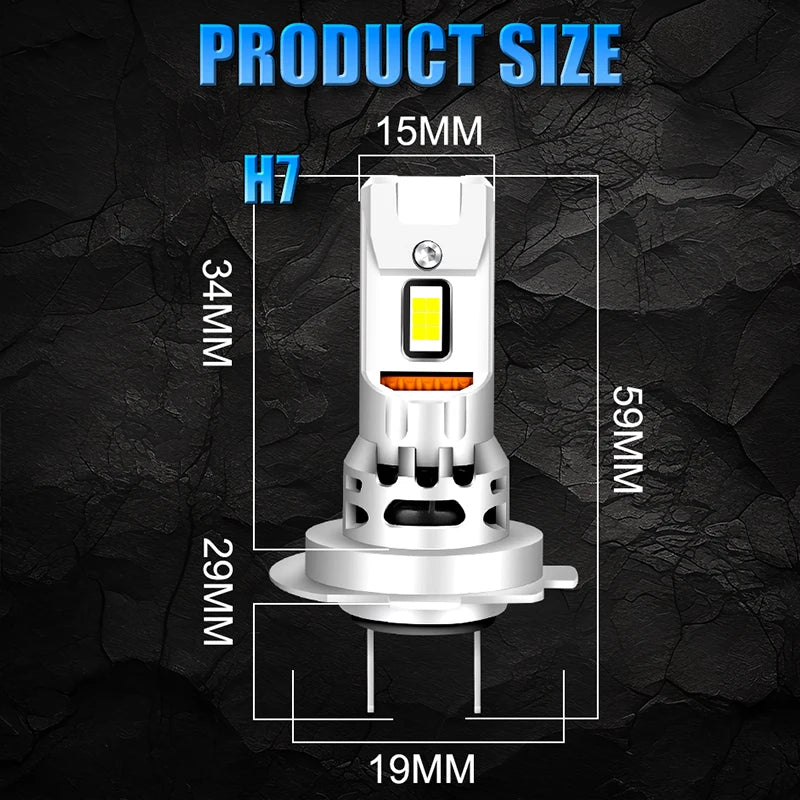 H7 LED Headlights 5200W 5500000LM Canbus No Error 9054 CSP Car Headlamp 1: 1 Size Mini Dio