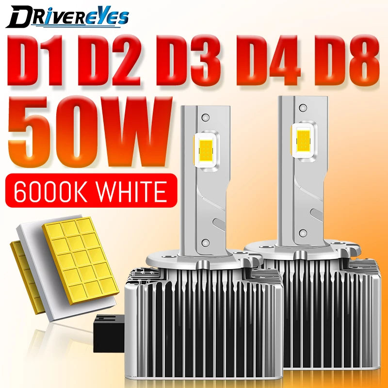 4300K 6000K 8000K D1S D3S LED Headlight Canbus 1:1 Xenon Replacement Kit For Projector Plu