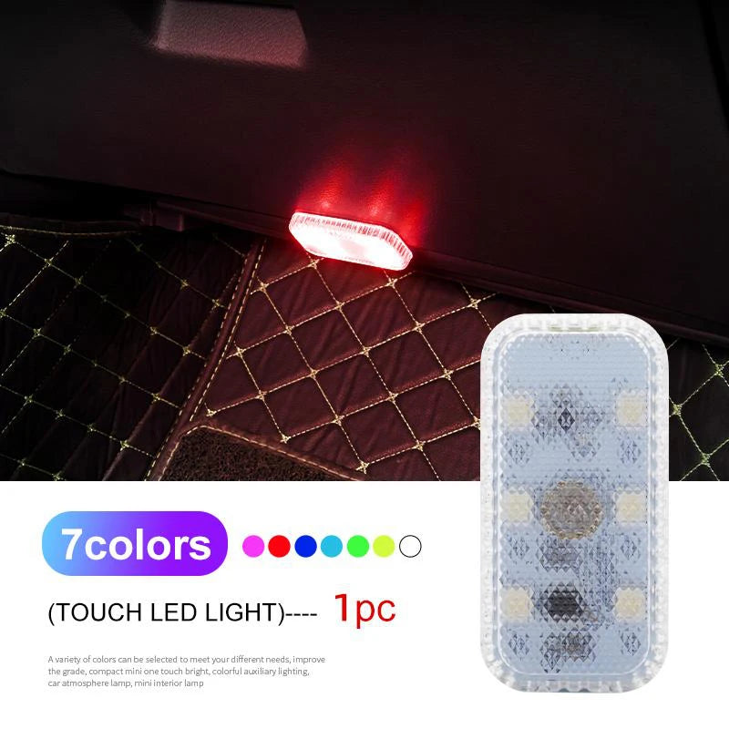 LED Touch Lights Small Wireless Car Interior Lights Auto Design Roof Reading Lamp For Storage Box Wireless Magnetic USB Charging