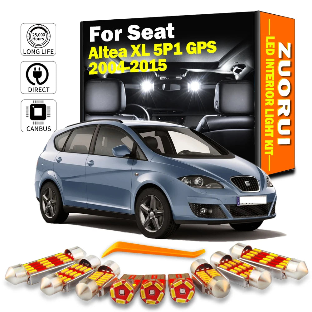 LED Interior Light Kit for Seat Altea XL 5P1 GPS 2011-2015 - Canbus Dome Map Door Trunk Bulbs | AUTOKITSHOP