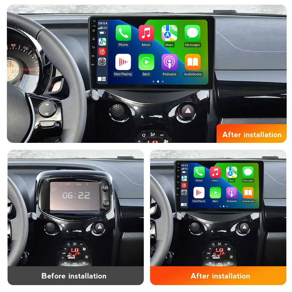 Android 14 Car Radio for Toyota Aygo Peugeot 108 Citroen C1 2016 - 2020 Carplay Auto Intel | AUTOKITSHOP
