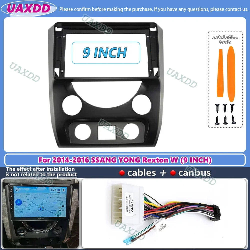 9 INCH Radio Fascia Frame Fit for SSANG YONG Rexton W Y250 2014-2016 Car Audio Android Rep