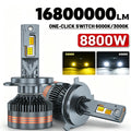 8800W H4 LED 9005 HB3 9006 HB4 9012 Dual Color 6000K 3000K H1 H3 H11 H7 LED Bulb Dual Colo