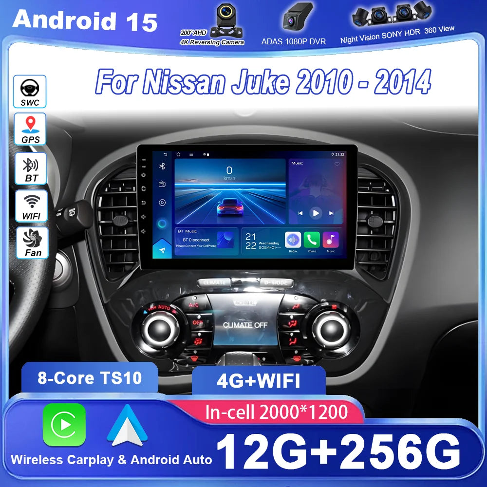 Car Radio Stereo For Nissan Juke 2010 - 2014 Auto GPS Navigation Player Multimedia Android
