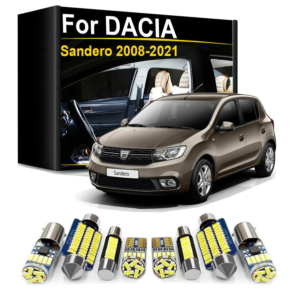 LED Interior Light Kit for Dacia Sandero 1 2 3 2008- 2011 - Canbus Dome Map Door Trunk Bulbs | AUTOKITSHOP