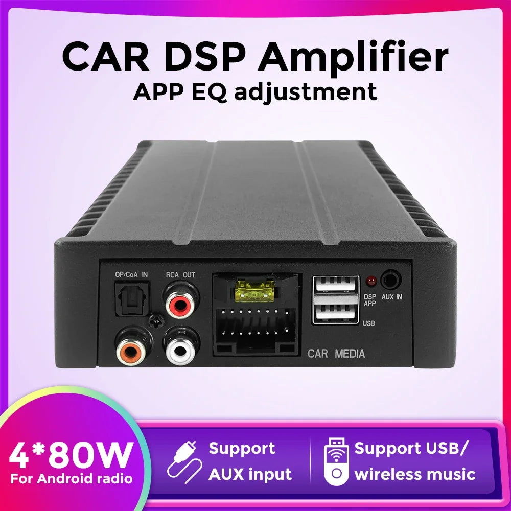 Car Digital Audio Processor DSP Amplifier 4*80W for Auto Radio Stereo USB RCA AUX Android  | AUTOKITSHOP