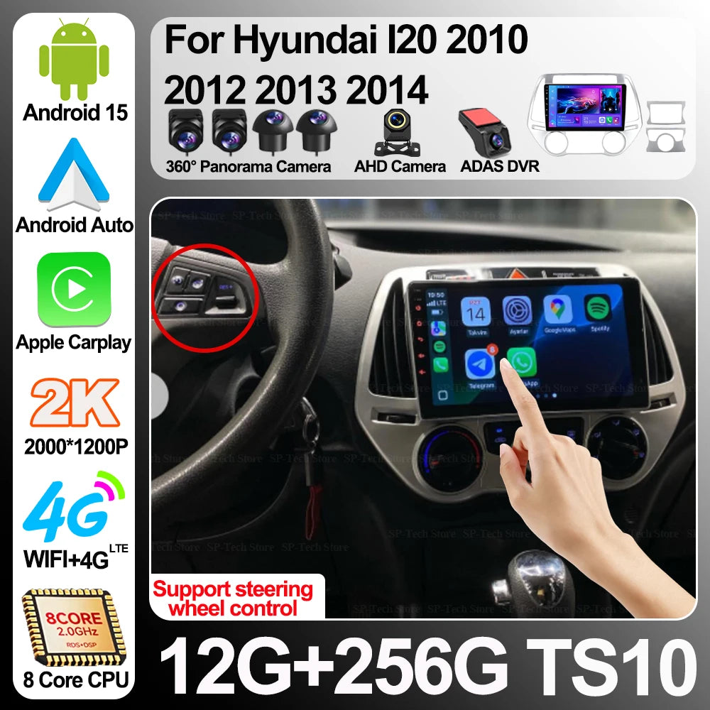 Android 16 Carplay For Hyundai I20 2010 2012 2013 2014 Car Radio Stereo Multimedia Video P | AUTOKITSHOP