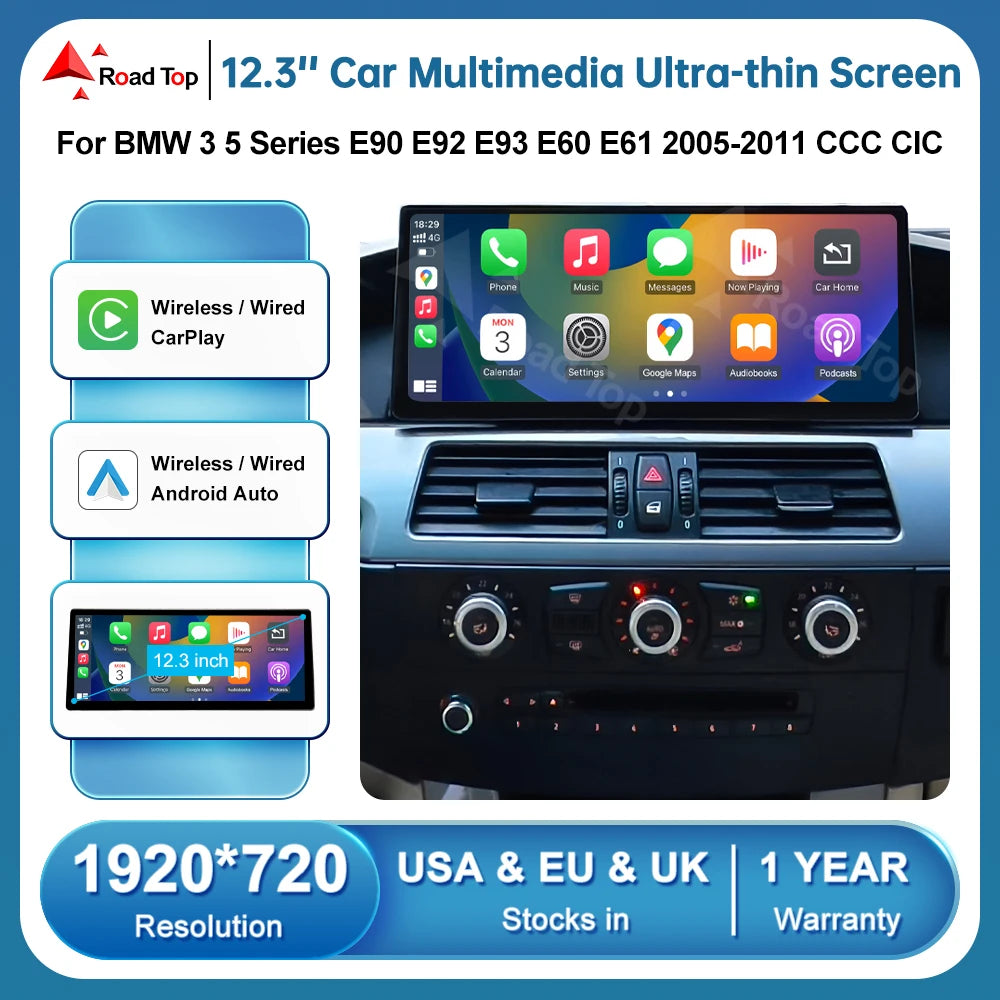 12.3'' Ultra-thin Wireless CarPlay Touch Screen Multimedia Display For BMW 3 Series E90 E9 | AUTOKITSHOP
