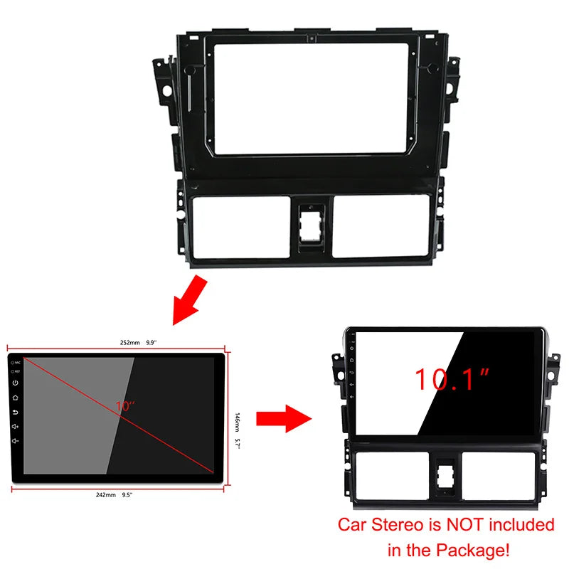 10 Inch Car Fascia For TOYOTA VIOS Yaris 2013- 2017 Fascias Audio Fitting Adaptor Panel 2d | AUTOKITSHOP