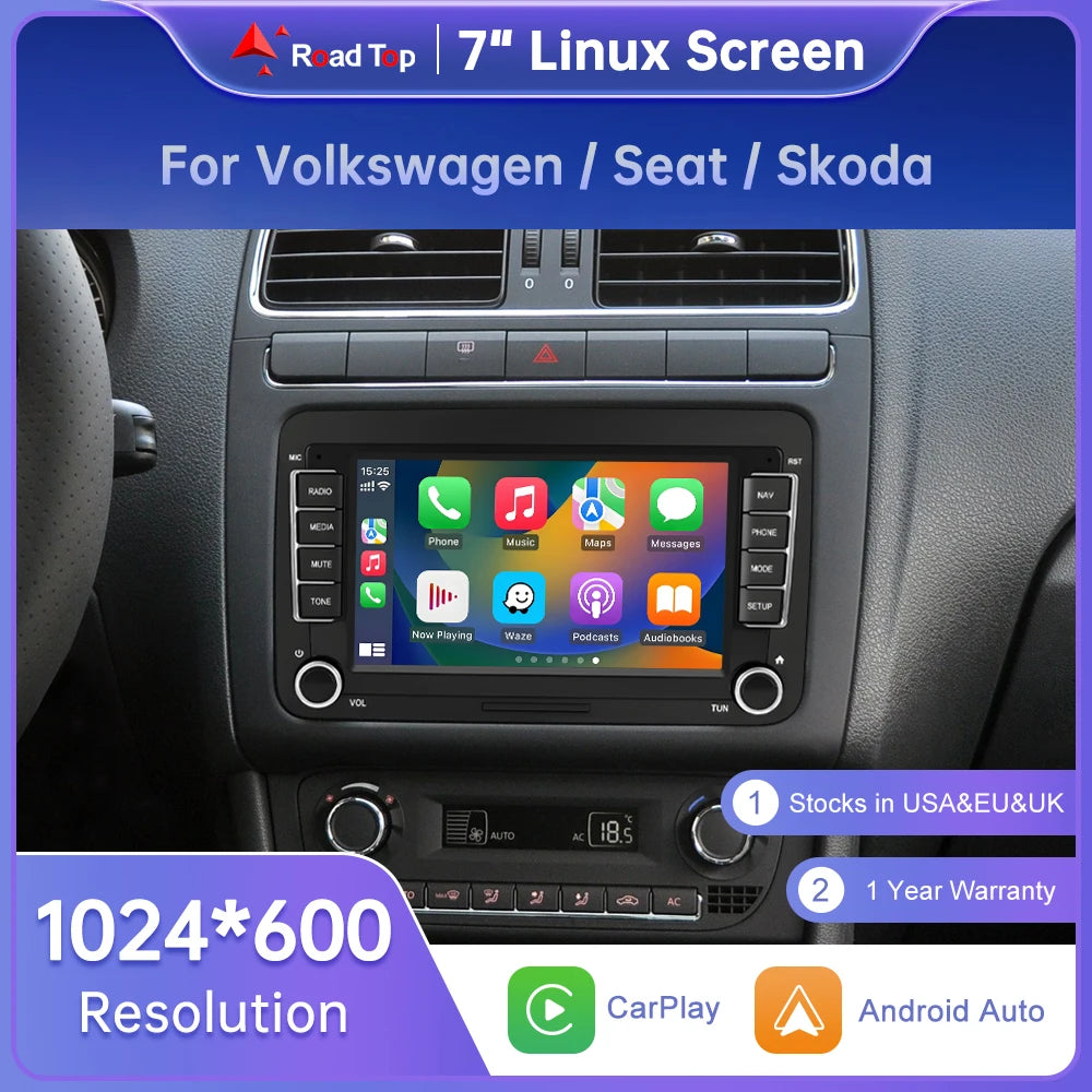 7" Linux Touch Screen For Volkswagen/Seat/Skoda/Passat/Golf/Polo Wireless CarPlay Android