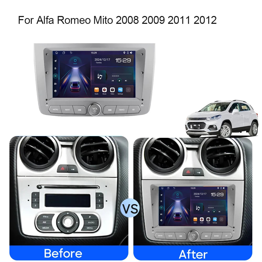 Android 15 WIFI 5G Car Radio For Alfa Romeo Mito 2008 2009 2011 2012 Auto Multimedia Carpl