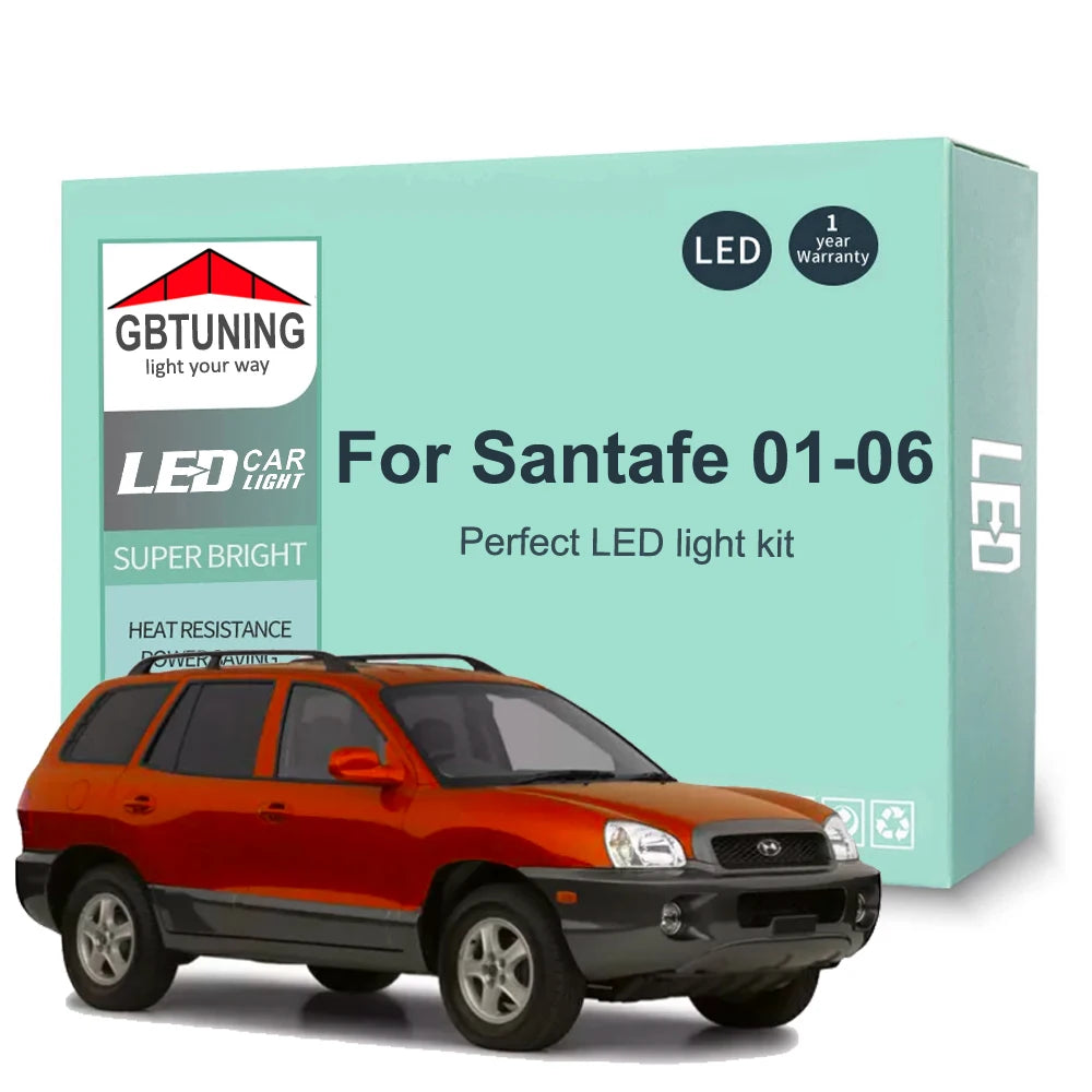 9-Piece LED Interior Light Kit for Hyundai Santafe Santa Fe MK1 - Canbus Error-Free Bulbs | AUTOKITSHOP