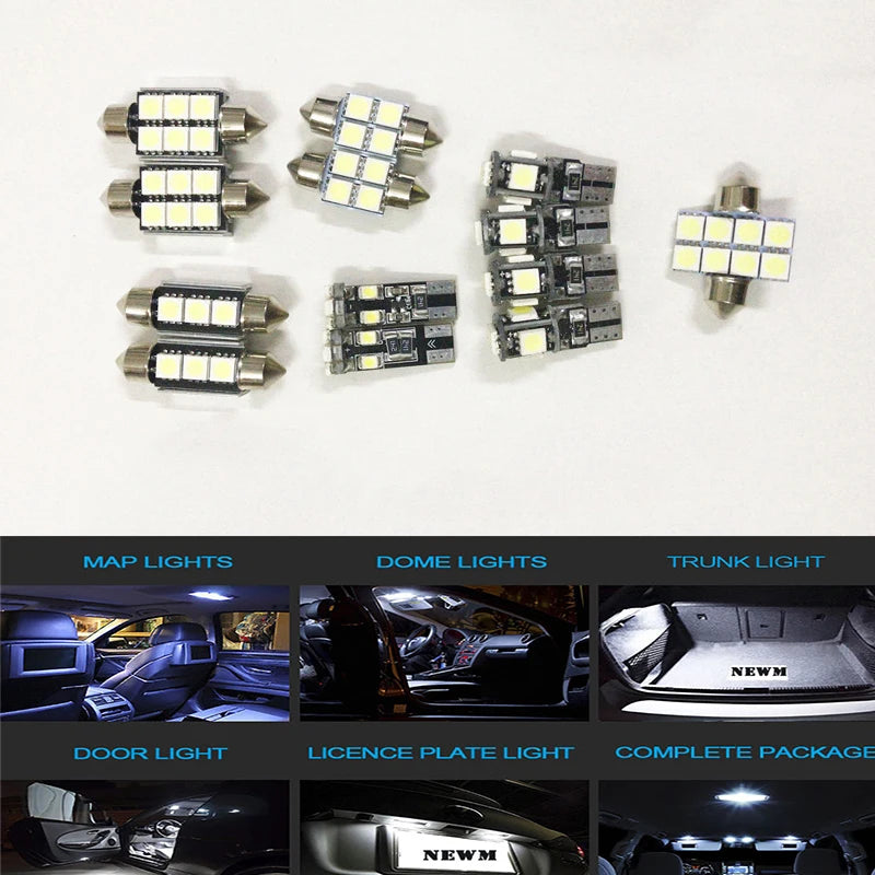 12-Piece LED Interior Light Kit - Canbus Error-Free Interior Bulbs