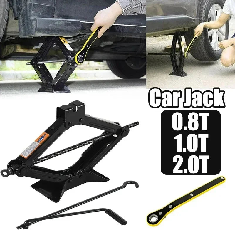 Hand Cranked Scissor Jack 08T 1T 2T Portable Labor Saving Car Jack Car Repair Tire Replacement S - Automotive LED Light