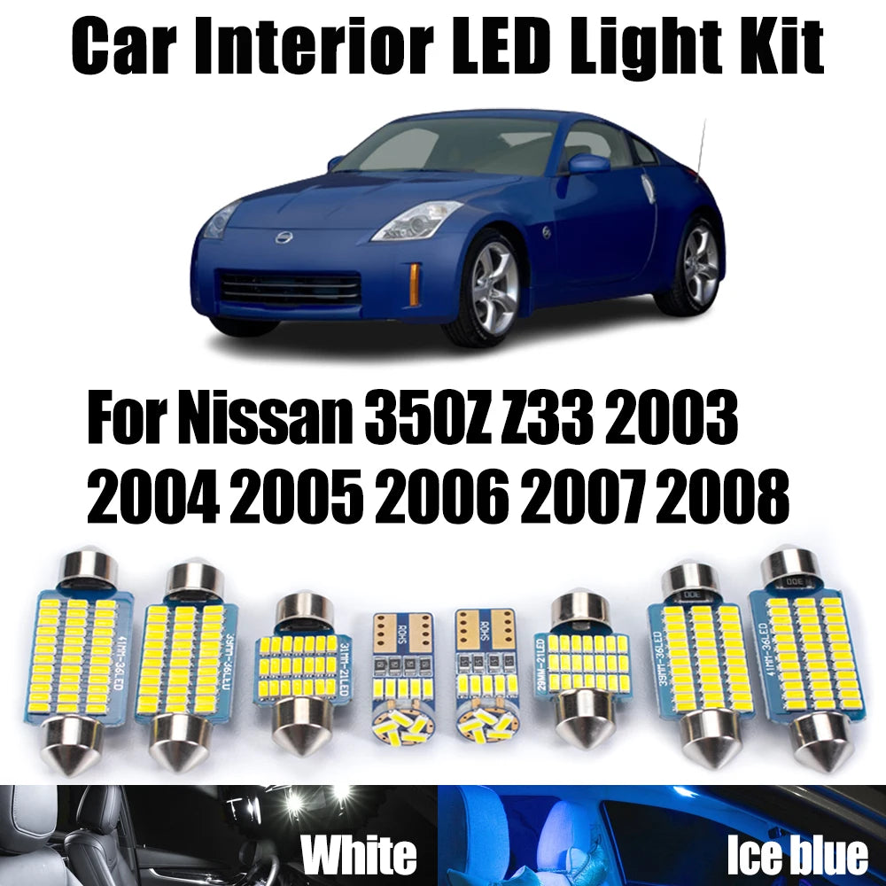 LED Interior Map Dome Light Car Ceiling Bulbs Kit Canbus For Nissan 350Z Z33 2003 2004 200
