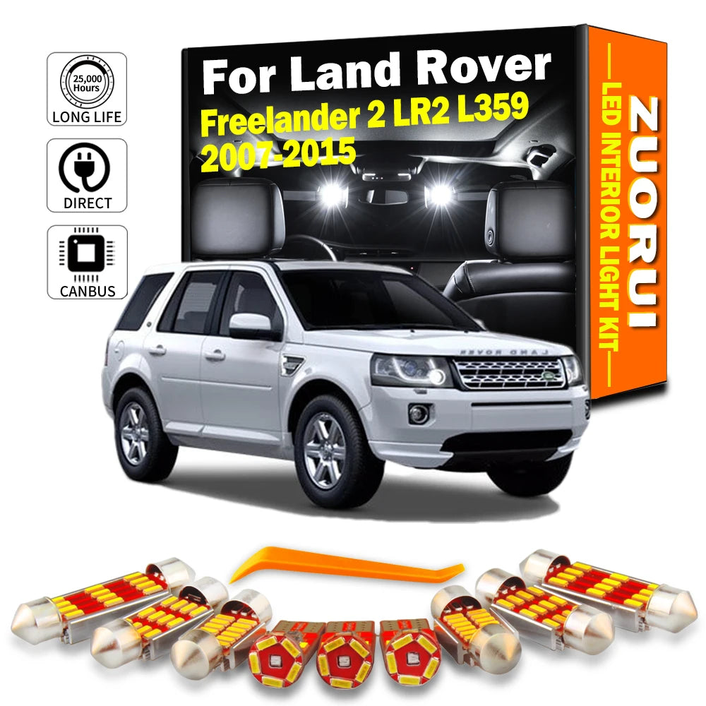 17-Piece LED Interior Light Kit for Land Rover Freelander 2 LR2 L359 2007- 2013 - Canbus Dome Map Door Trunk Bulbs | ...