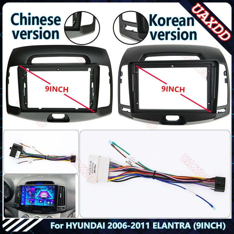 For HYUNDAI 2006-2011 ELANTRA 9INCH 2 Din Car Radio Plastic Fascias Panel Dashboard Frame