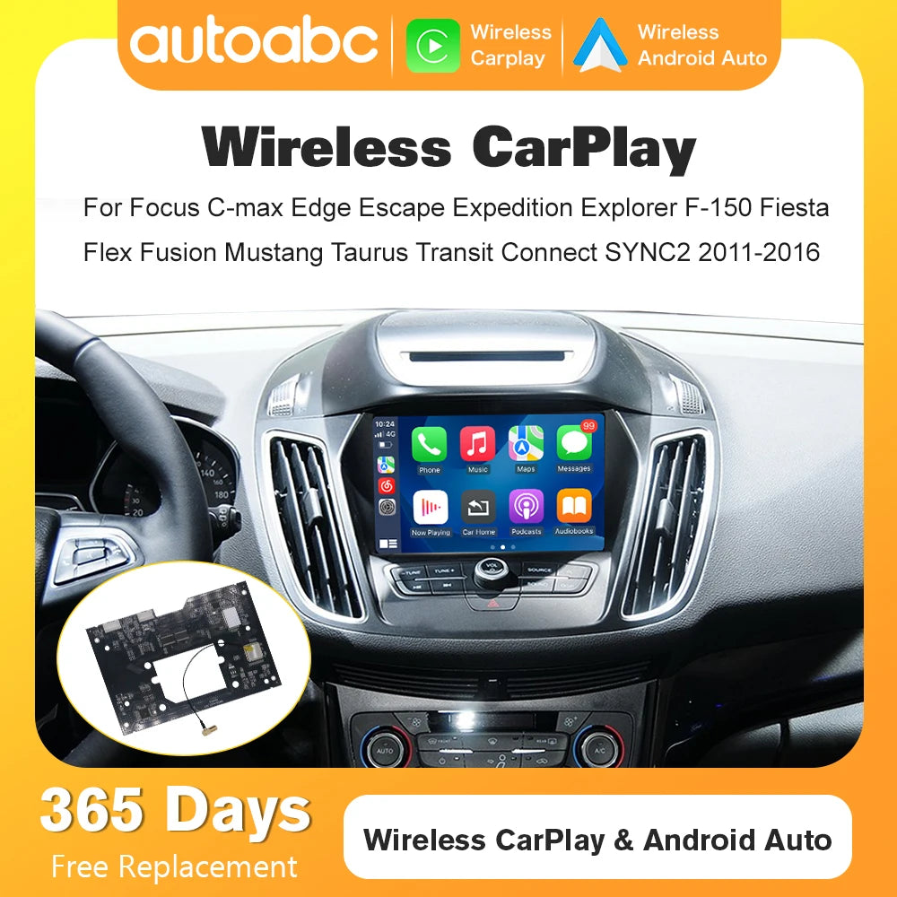 AUTOABC Wireless CarPlay Android Auto For Ford Sync 2 F-150 Expedition Super Duty Upgraded