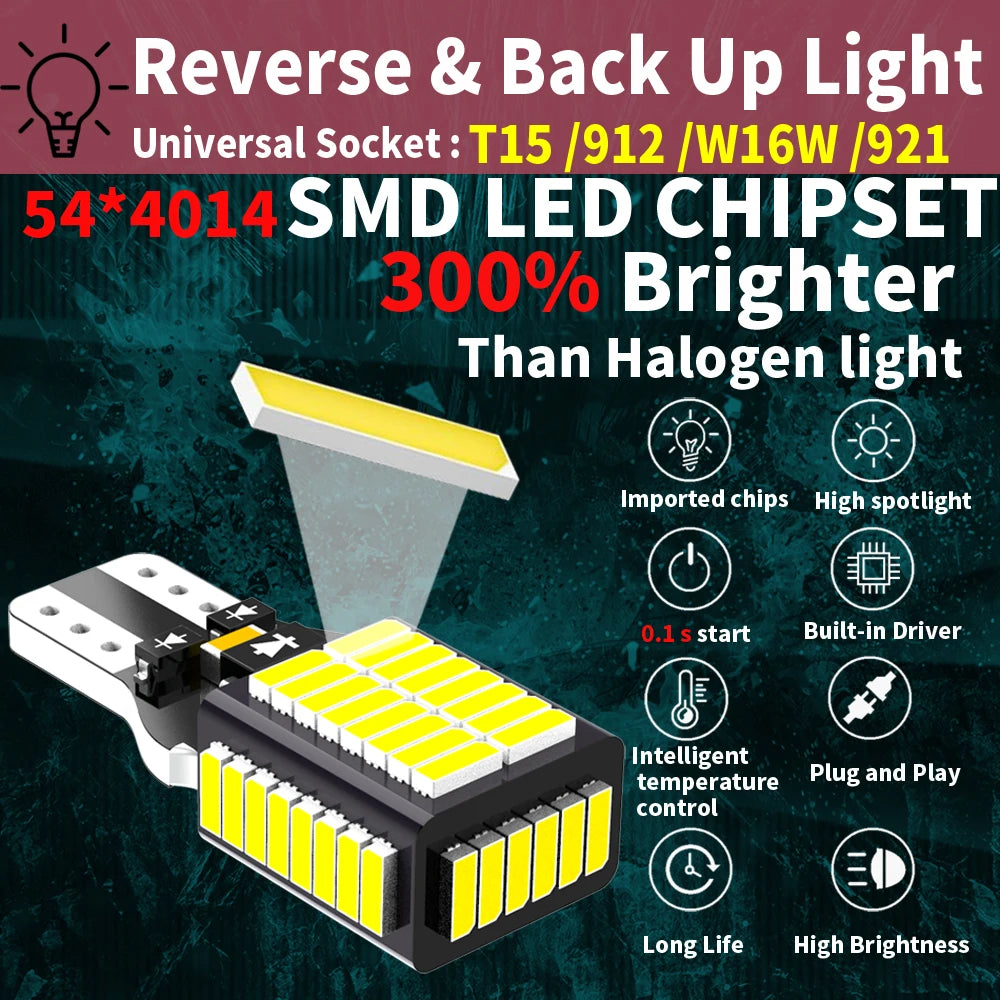 LED Reverse Light Blub Backup Lamp W16W T15 921 912 Canbus For BMW E81 E87 E88 E82 E92 E90