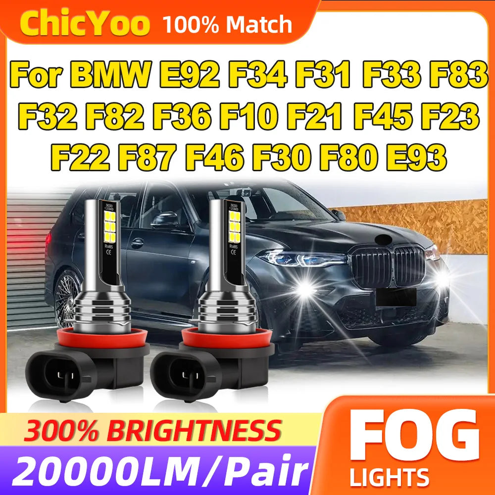 20000LM LED Fog Lights 60W Fog Lamps 12V 6000K For BMW E92 F34 F31 F33 F83 F32 F82 F36 F10
