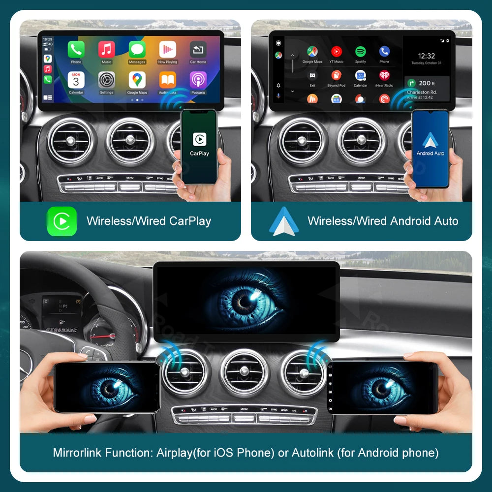 12.3 CN Ultra-thin Touch Screen RoadTop Wireless CarPlay for Mercedes-Benz C Class W205 GL