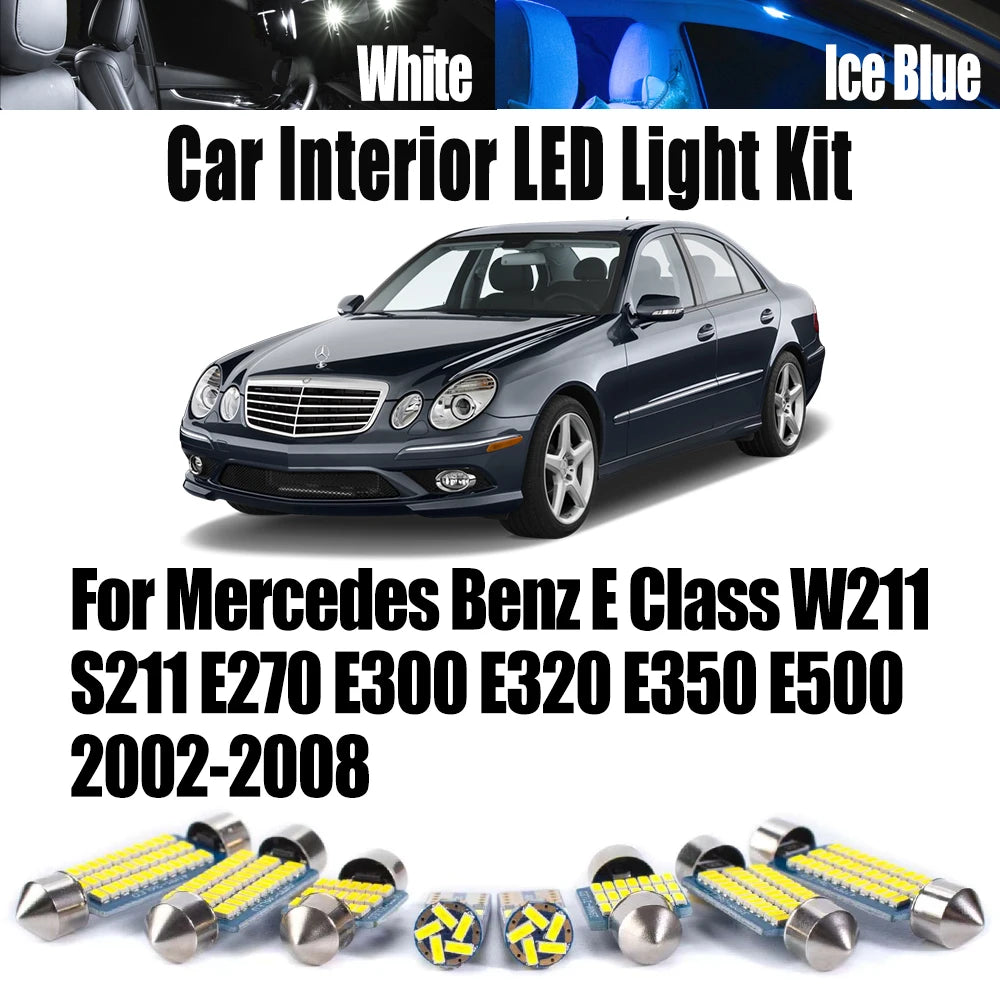 LED Interior Light Kit for Mercedes Benz E Class W211 S211 E270 E300 E320 E350 E500 2002-2008 - Canbus Dome Map Door ...
