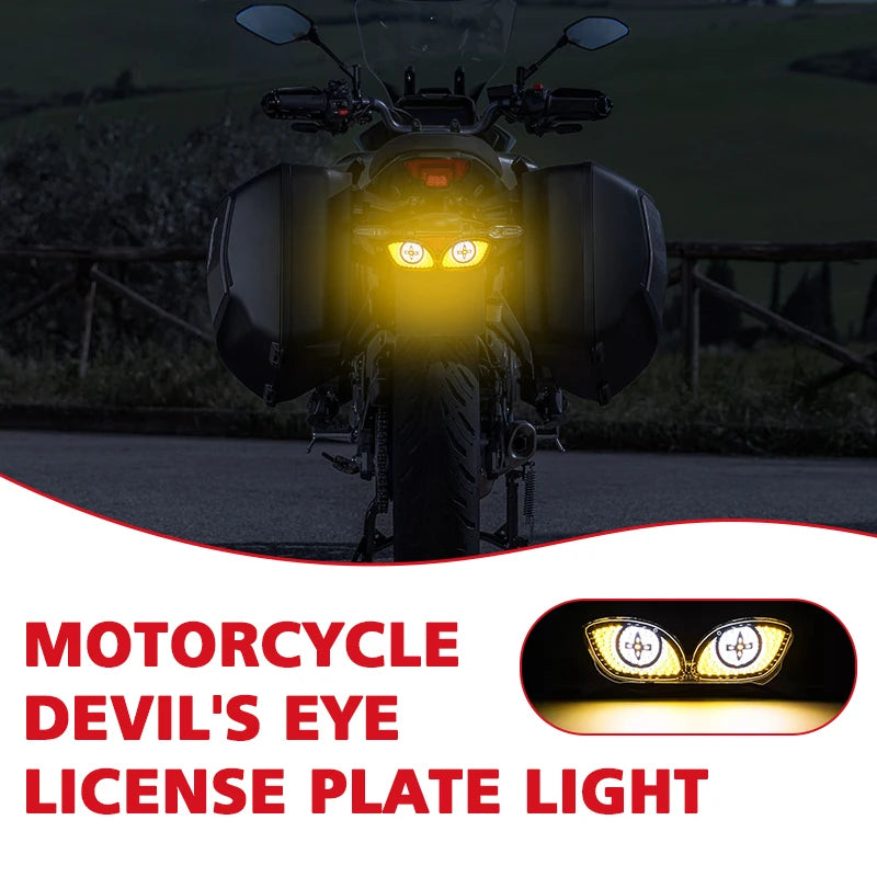 Devil Eye License Plate Light Cat Eye Dynamic Tail Light Car Motorcycl Decorative Lamp Str