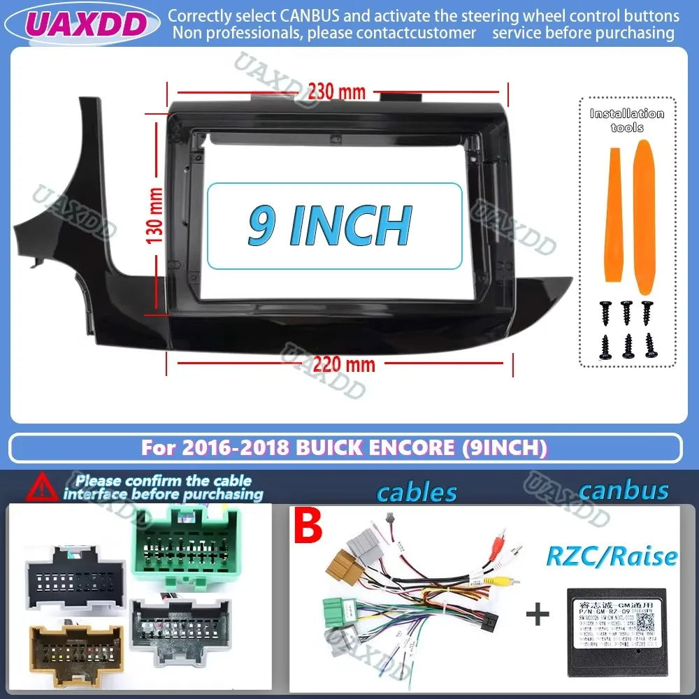 9 Inch Car Facia For BUICK ENCORE 2016-2018 Panel Dash One Double Din DVD Frame Canbus 2 D