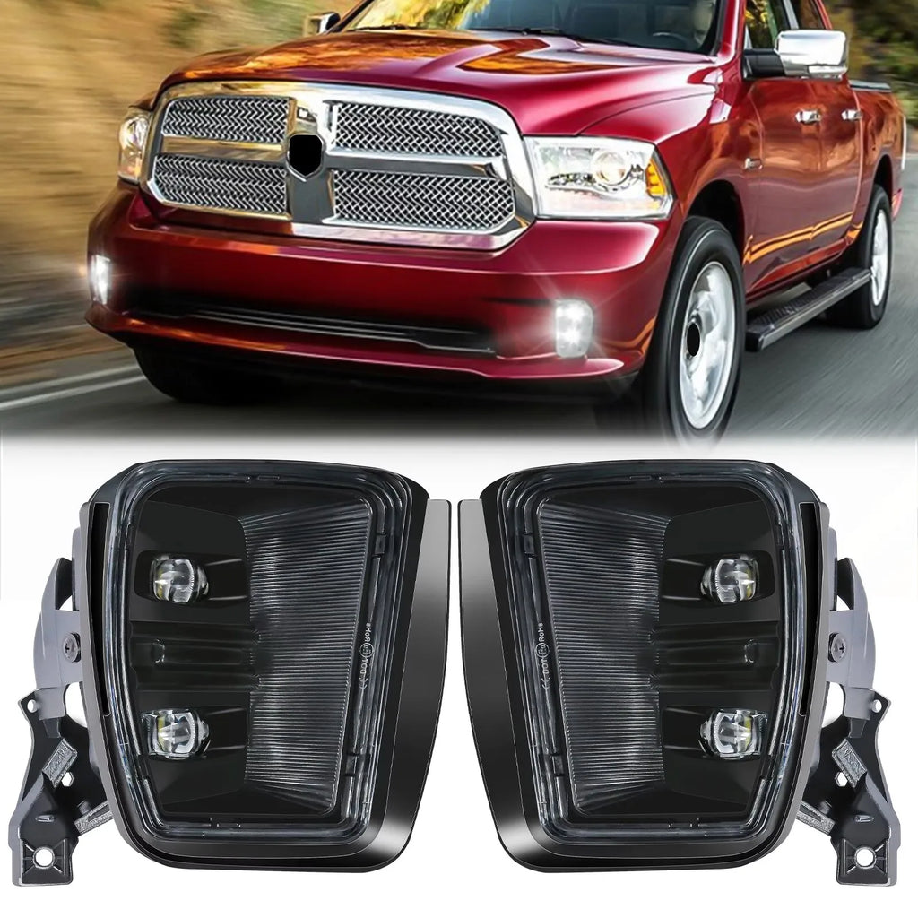 For Dodge Ram 1500 2013 2014 2015 2016 2017 2018 LED Fog Lights White DRL Bumper Driving L | AUTOKITSHOP