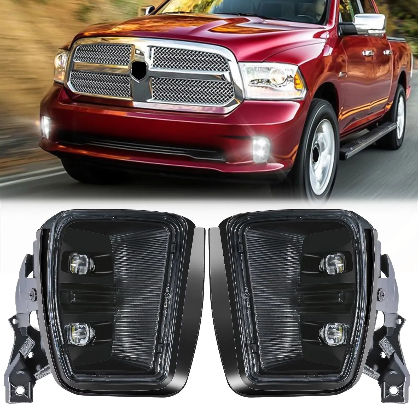 For Dodge Ram 1500 2013 2014 2015 2016 2017 2018 LED Fog Lights White DRL Bumper Driving L | AUTOKITSHOP