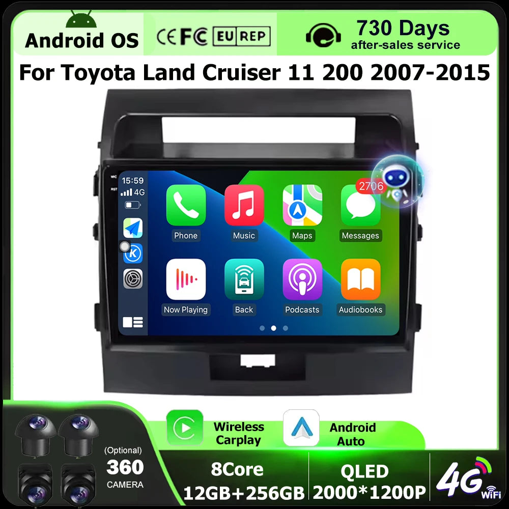 Car Radio Multimedia Video Player GPS Navigation For Toyota Land Cruiser 11 200 2007-2015