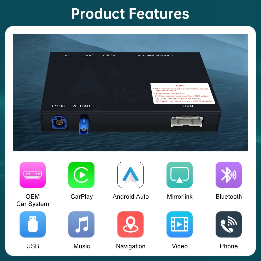 ROADTOP Wireless CarPlay Android Auto Interface for Audi A6 A7 2010-2011, with Mirror Link