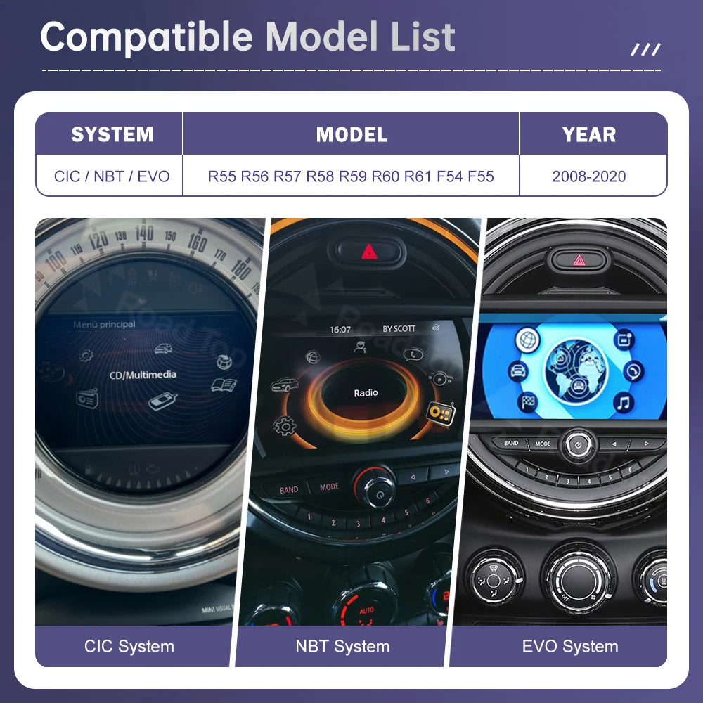 Wireless CarPlay Android Auto for Mini R55 R56 R57 R58 R59 R60 R61 F54 F55 Clubman Country