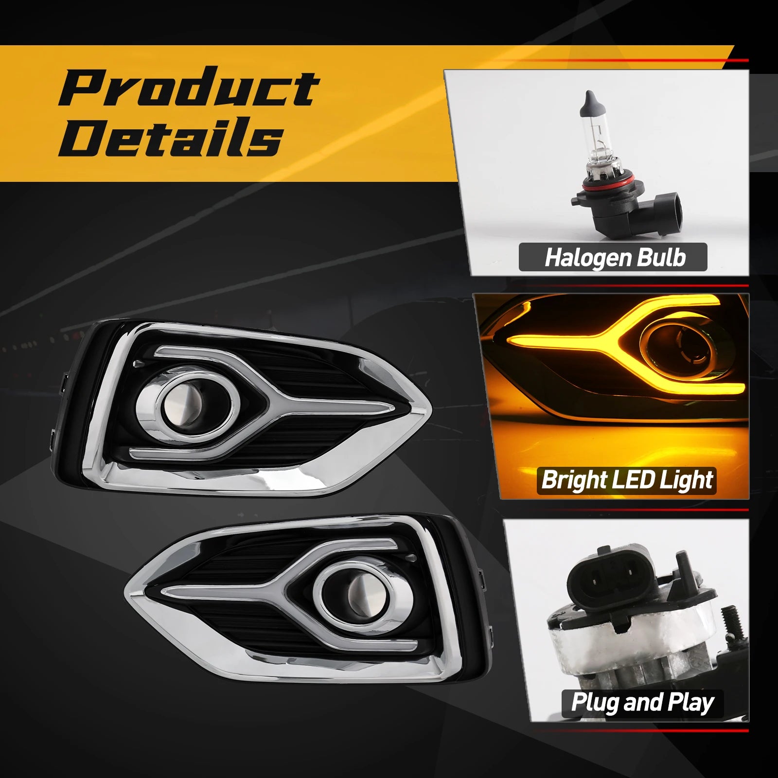 LED DRL Fog Lamps Turn Signal Set For Hyundai Accent 2018 2019 2020 Daytime Running Lights | AUTOKITSHOP
