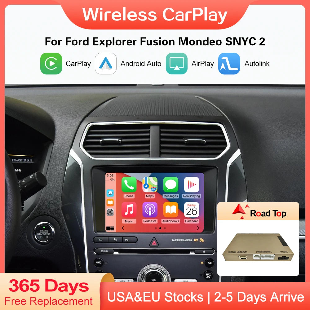 Wireless CarPlay for Ford Explorer Fusion Mondeo Sync 2 with Android Auto Interface Mirror | AUTOKITSHOP